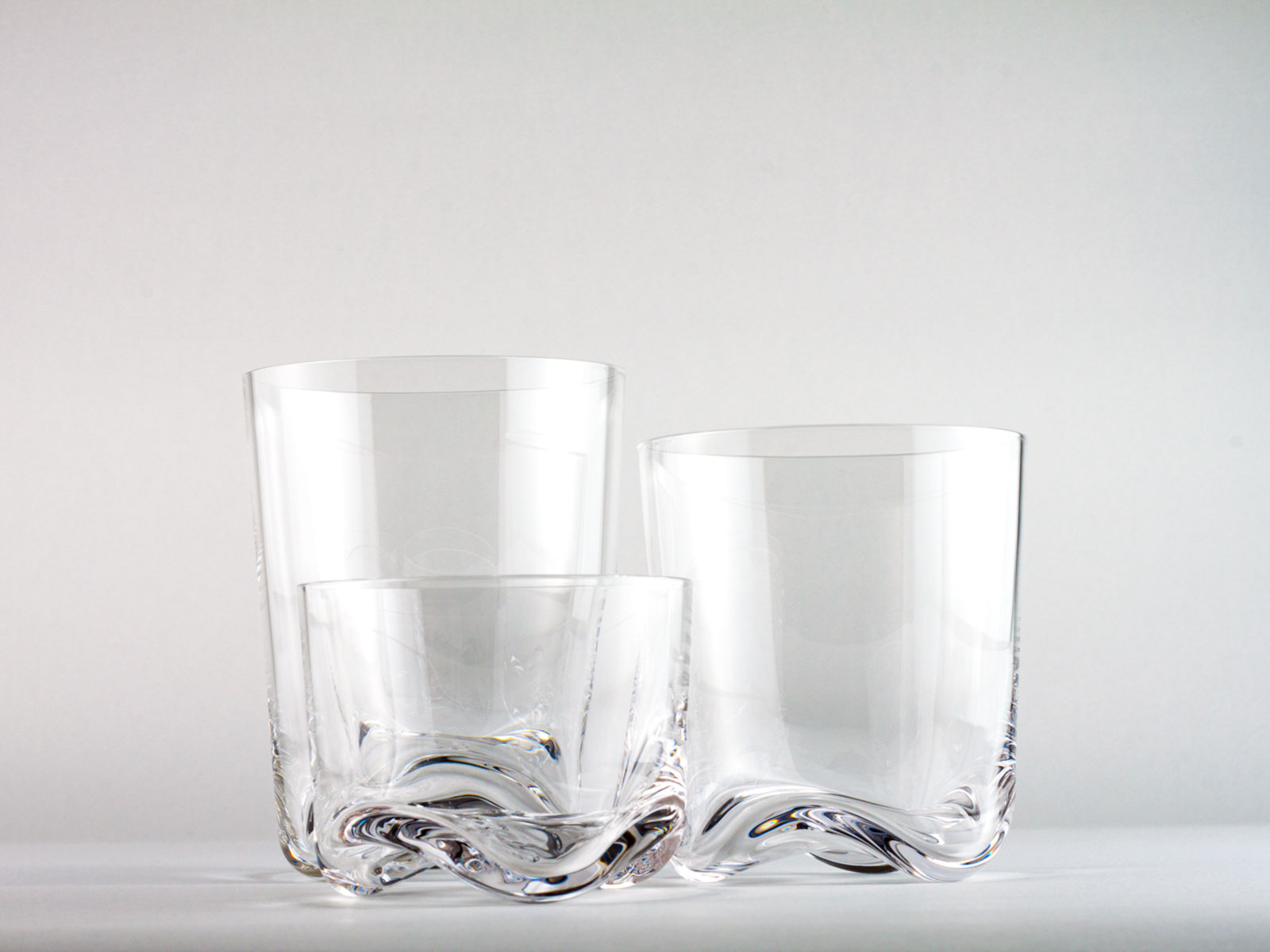 Crystal bubble based Collins glasses - a set of 4-Heavy Bottoms