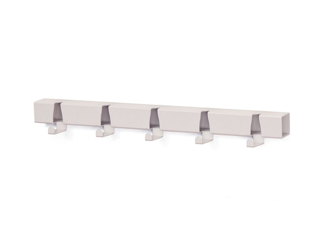 Wall Mounted Coat Rack by the Meter White, Industrial Heavy Duty Metal 2 – 5  or 10 Hooks.