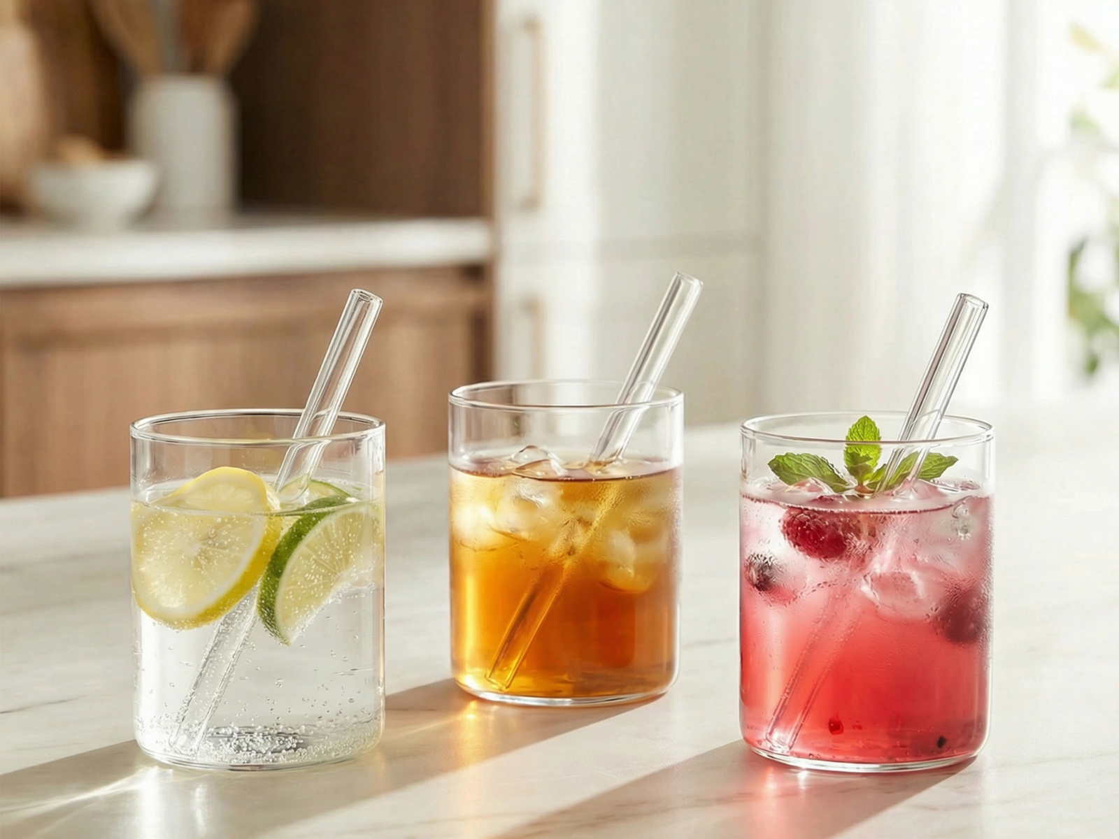 Glass straws made from durable borosilicate glass – mix and match 12 – 21 cm straight drinking straws