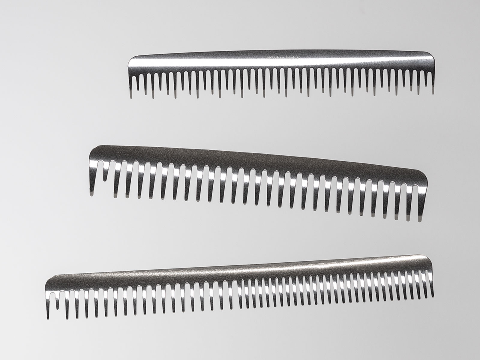 set of 3 stainless steel metal hair comb industrial 3D lasercut from an tube