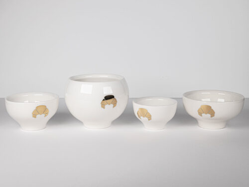 14k Gold Croissant print JADE coffee cups